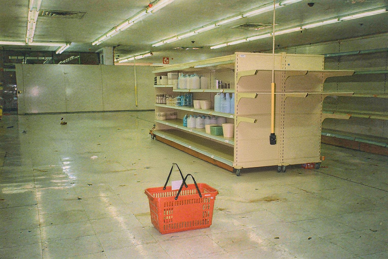 The same aisle and basket with a completely different set of products